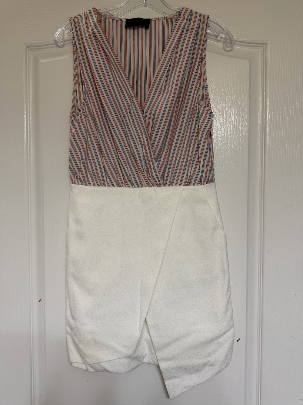 Line and Dot Wrap Sleeveless Striped Dress Small (see measurements)